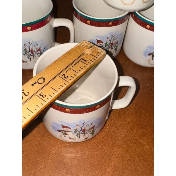Royal Seasons Stoneware Snowman Print Coffee Mugs Dishwasher & Microwav - Picture 5 of 5